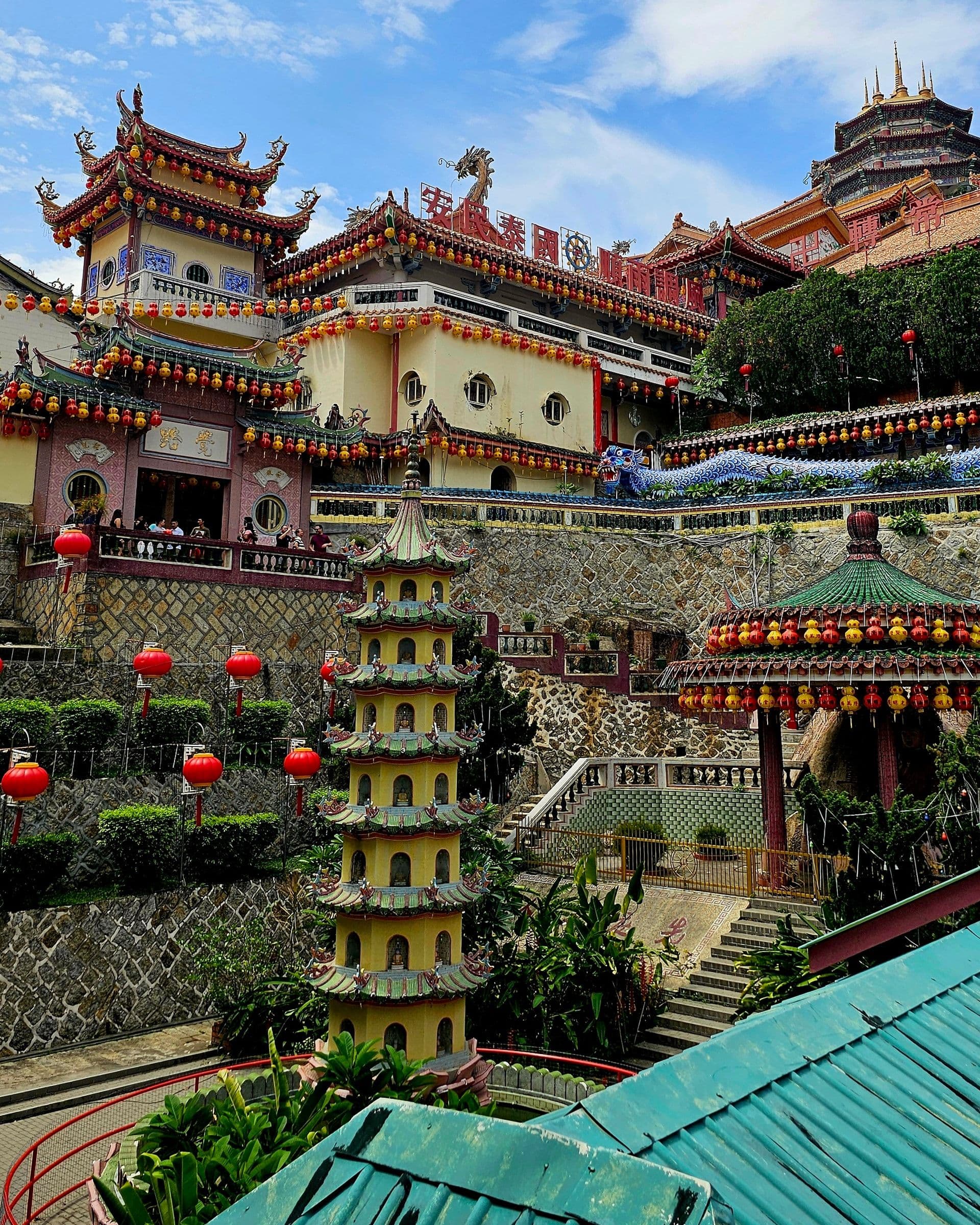 The seven-storey Ban Po Thar pagoda rising above the Kek Lok Si temple complex in Air Itam, Penang