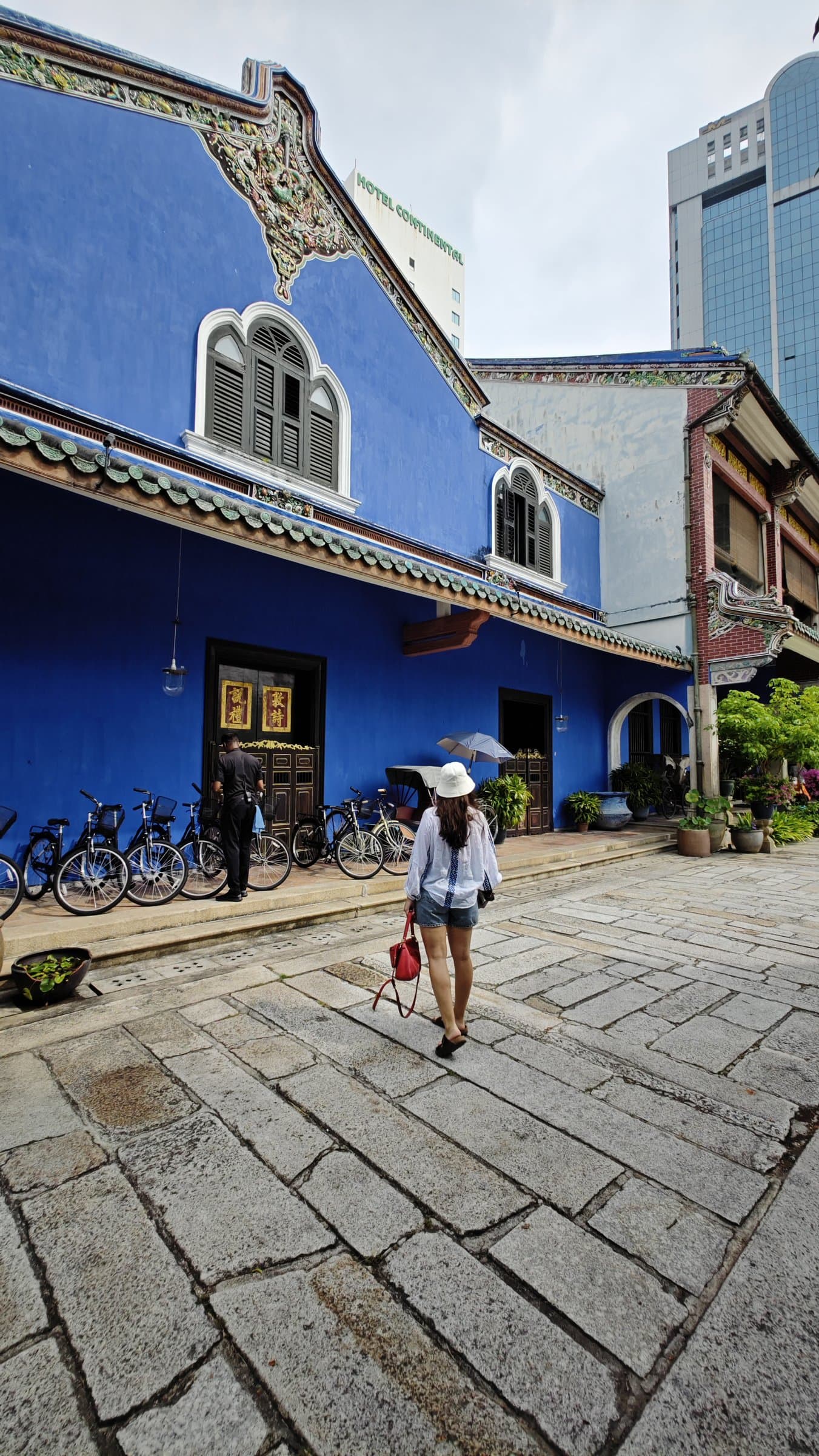 The indigo-blue façade of the Cheong Fatt Tze Blue Mansion in George Town