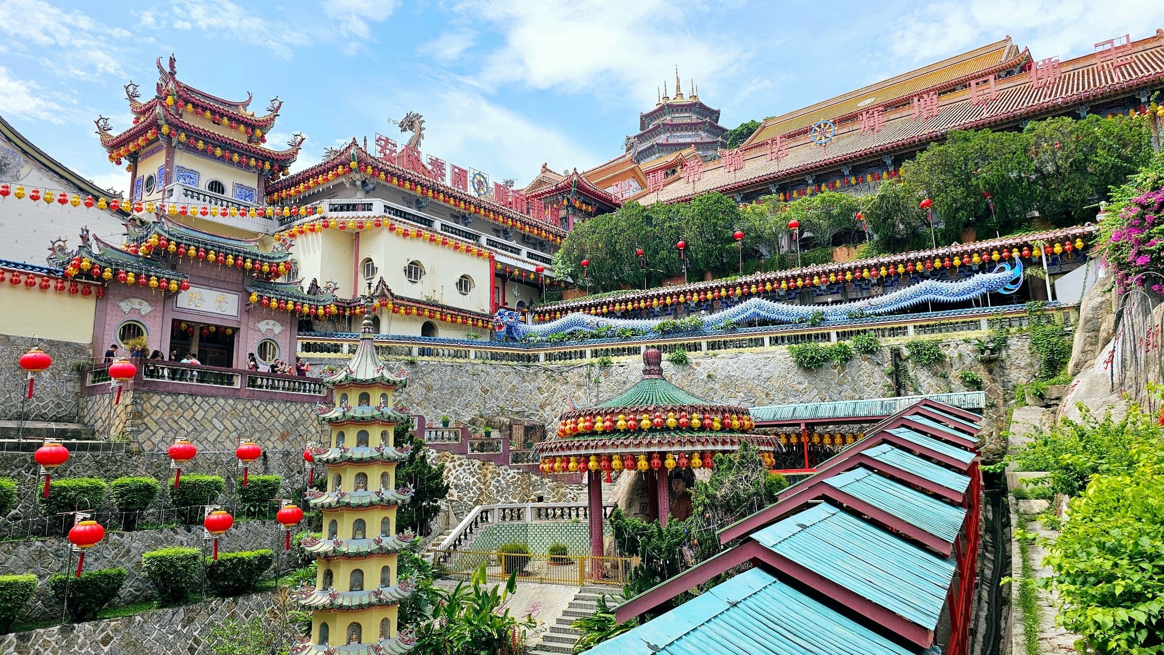 Kek Lok Si temple spread across the hillside above Air Itam town